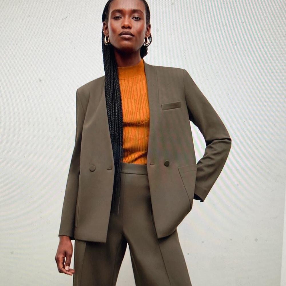 MM Lafleur Olive Green Double-Breasted Blazer